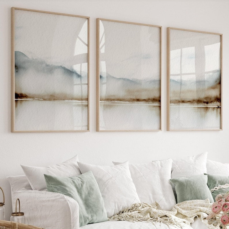 Cuadro “Trío Paisaje símil Acuarela”